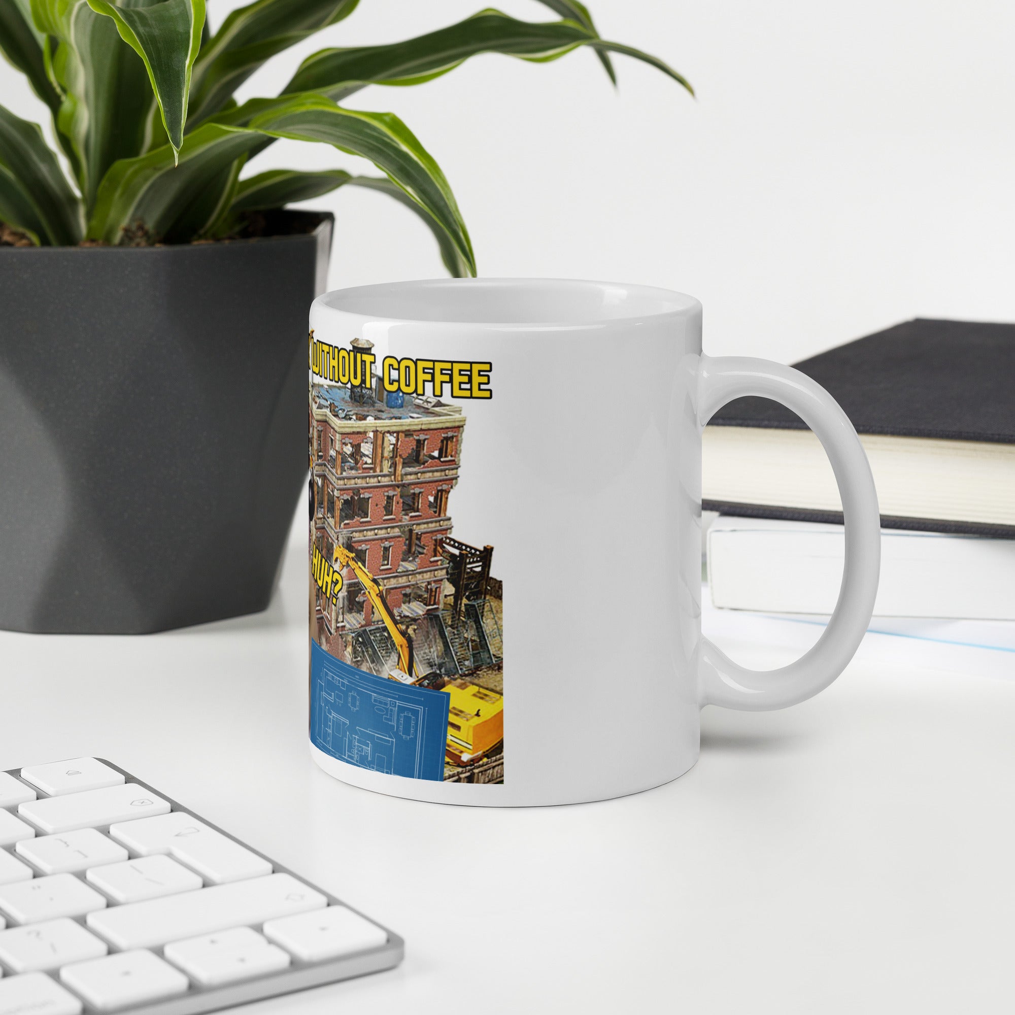Me Trying to Work Without Coffee Mug featuring @HUHCat_Official